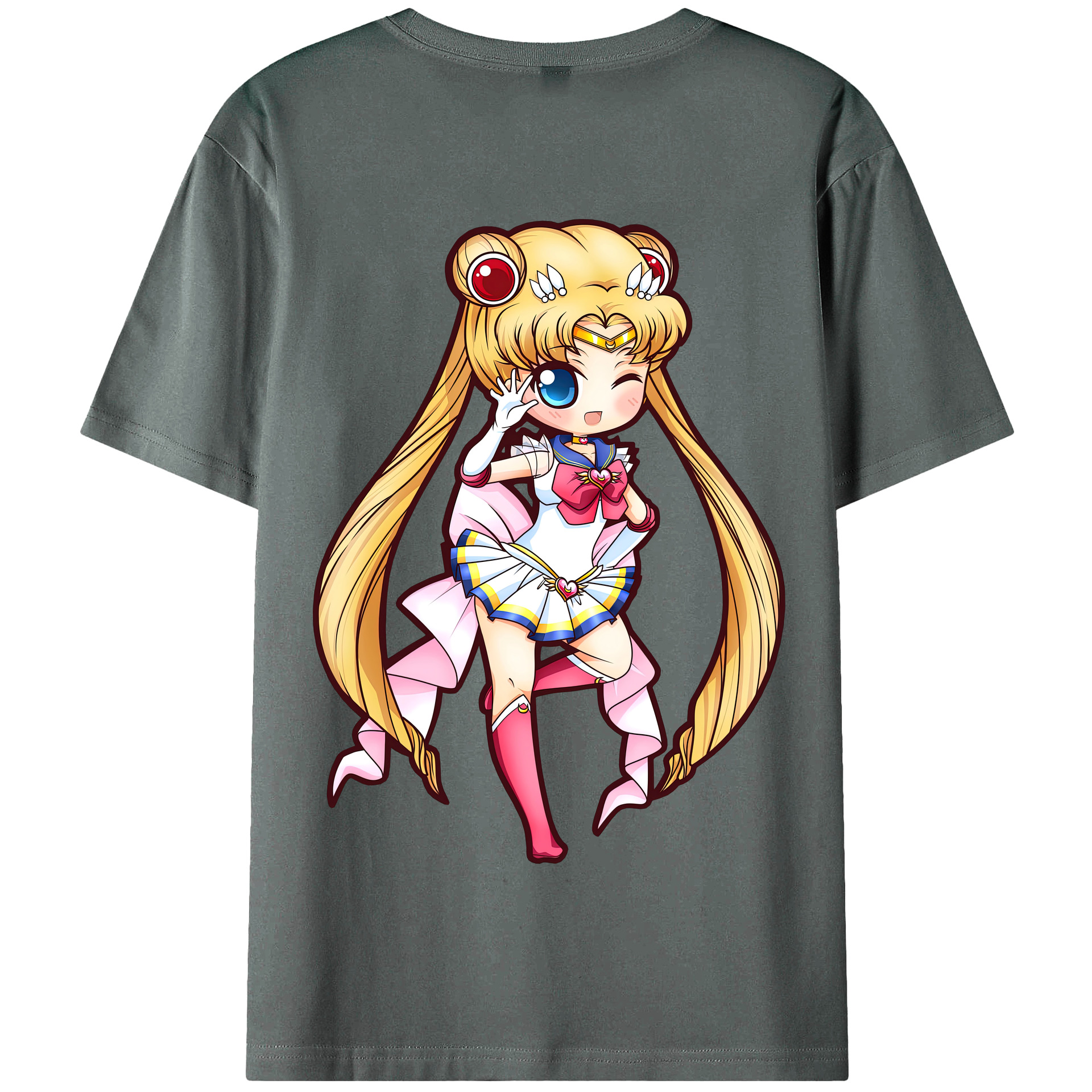 （画像用） 美少女戦士セーラームーン 月野 うさぎ つきの うさぎ Sailor Moon Tsukino Usagi 綿100％半袖Tシャツ（背面プリント）